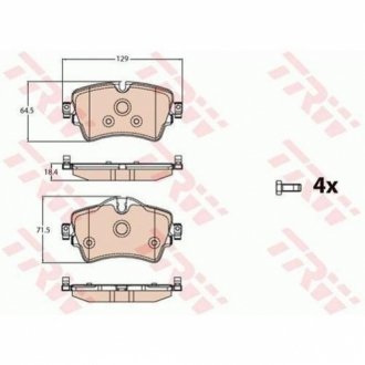 Комплект гальмівних колодок з 4 шт. дисків TRW GDB2087