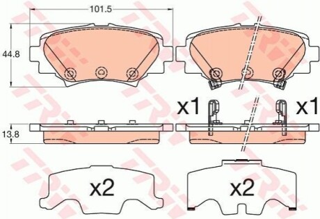 Комплект гальмівних колодок з 4 шт. дисків TRW GDB3593