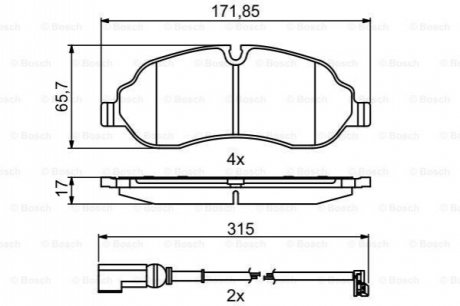 Комплект гальмівних колодок з 4 шт. дисків Bosch 0986494845 (фото 1)