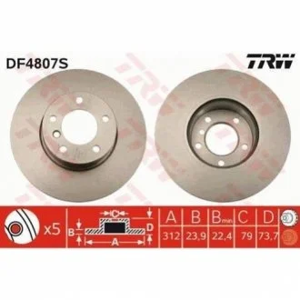 Диск тормозной TRW DF4807S