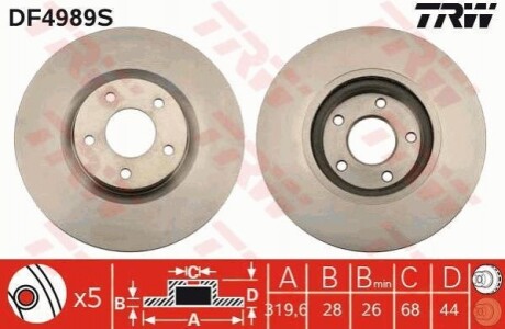 Диск гальмівний TRW DF4989S