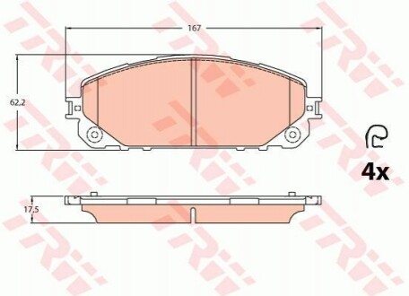 Комплект гальмівних колодок з 4 шт. дисків TRW GDB2094