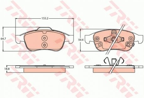 Комплект гальмівних колодок з 4 шт. дисків TRW GDB2111