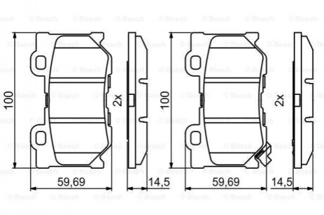 Комплект гальмівних колодок з 4 шт. дисків Bosch 0986494863