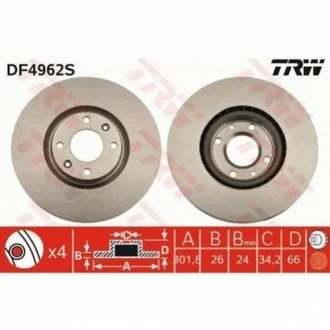 Диск тормозной TRW DF4962S