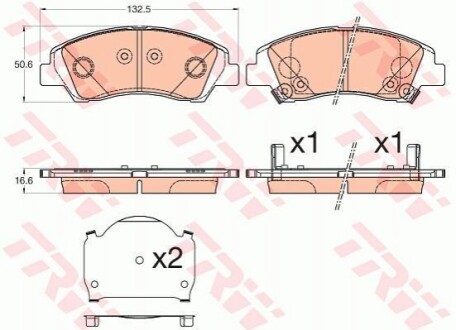 Комплект гальмівних колодок з 4 шт. дисків TRW GDB3618