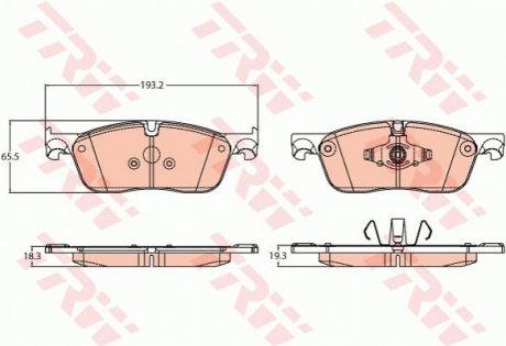 Комплект гальмівних колодок з 4 шт. дисків TRW GDB2100 (фото 1)