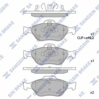 Комплект тормозных колодок из 4 шт. дисков SANGSIN SP1631 (фото 1)