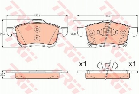 Комплект гальмівних колодок з 4 шт. дисків TRW GDB2060 (фото 1)