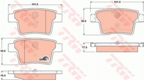 Комплект гальмівних колодок з 4 шт. дисків TRW GDB1665