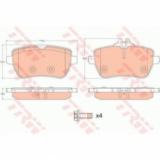 Комплект тормозных колодок из 4 шт. дисков TRW GDB2014