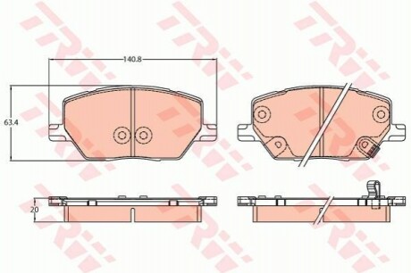 Комплект гальмівних колодок з 4 шт. дисків TRW GDB3629