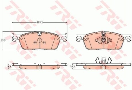 Комплект гальмівних колодок з 4 шт. дисків TRW GDB2119 (фото 1)