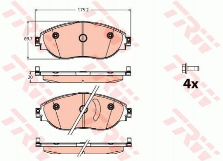 Комплект гальмівних колодок з 4 шт. дисків TRW GDB2114 (фото 1)