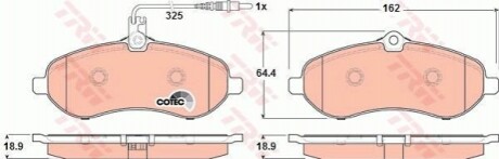 Комплект гальмівних колодок з 4 шт. дисків TRW GDB1718