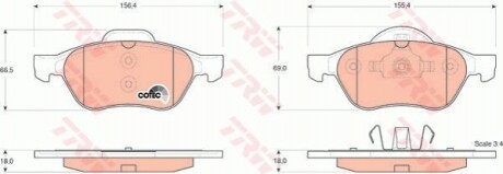 Комплект гальмівних колодок з 4 шт. дисків TRW GDB1540