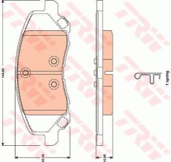 Комплект гальмівних колодок з 4 шт. дисків TRW GDB4141