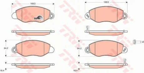 Комплект гальмівних колодок з 4 шт. дисків TRW GDB1461