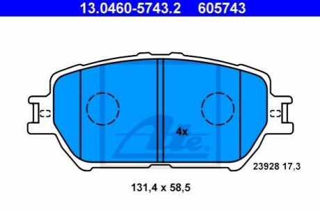 Комплект тормозных колодок из 4 шт. дисков ATE 13.0460-5743.2