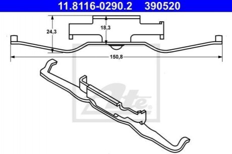 Пружина гальмівних колодок ATE 11.8116-0290.2 (фото 1)