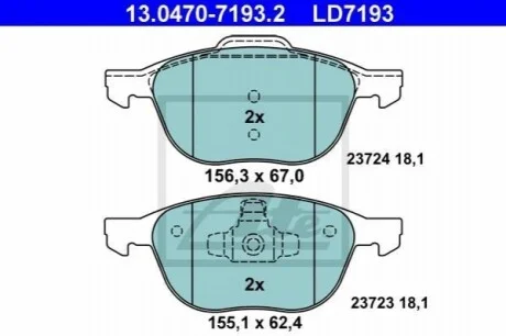 Тормозные колодки Ceramic ATE 13.0470-7193.2