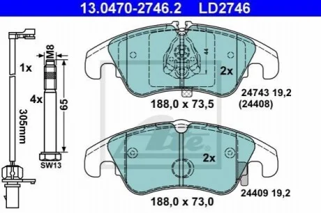 Гальмівні колодки ATE 13.0470-2746.2