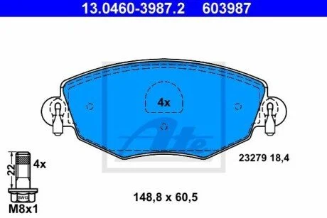 Тормозные колодки ATE 13.0460-3987.2