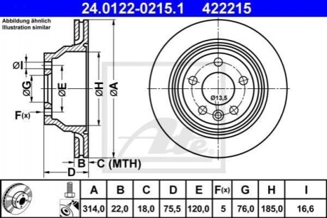 Диск гальмівний ATE 24.0122-0215.1 (фото 1)