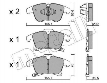 Комплект гальмівних колодок з 4 шт. дисків METELLI 22-1039-0