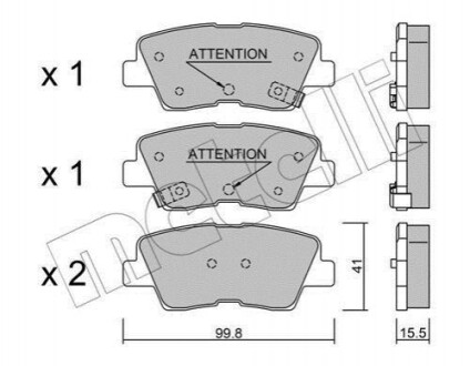 Комплект гальмівних колодок з 4 шт. дисків METELLI 22-0886-1