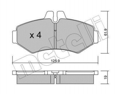 Комплект гальмівних колодок з 4 шт. дисків METELLI 22-0572-0