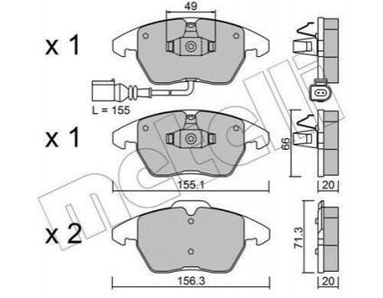 Комплект гальмівних колодок з 4 шт. дисків METELLI 22-0548-0 (фото 1)