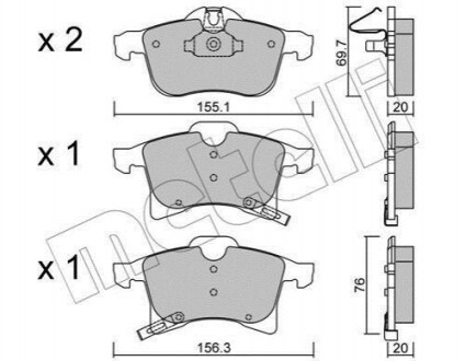 Комплект гальмівних колодок з 4 шт. дисків METELLI 22-0539-0 (фото 1)