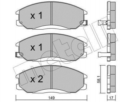 Комплект гальмівних колодок з 4 шт. дисків METELLI 22-0364-0