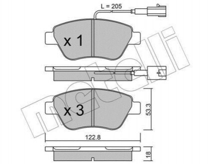 Комплект гальмівних колодок з 4 шт. дисків METELLI 22-0321-0