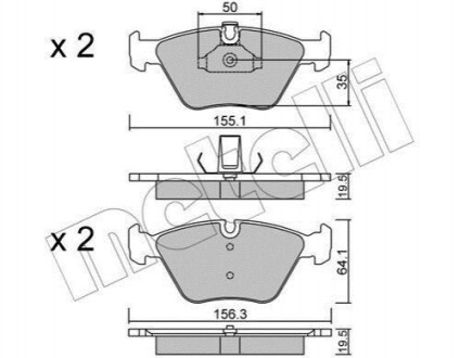 Комплект гальмівних колодок з 4 шт. дисків METELLI 22-0207-0