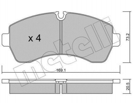 Комплект гальмівних колодок METELLI 22-0673-0