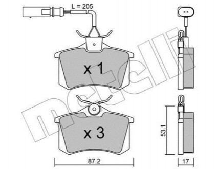 Комплект гальмівних колодок METELLI 22-0100-3