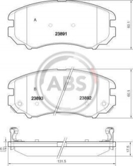 Колодка тормозов. диск. HYUNDAI/KIA COUPE/TUCSON/SONATA/SOUL передн. (выр-во ABS) A.B.S. 37423