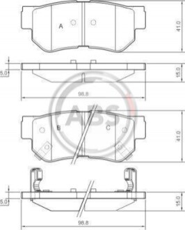 Колодка тормозов. диск. HYUNDAI/KIA GETZ/SANTA FE/MAGENTIS задн. (выр-во ABS) A.B.S. 37247