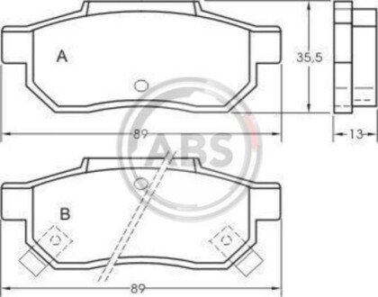 Колодка гальм. диск. HONDA/ROVER CIVIC/2 ser./4 ser. задн. (ABS) A.B.S. 36636