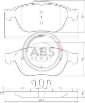 Колодка гальм. диск. RENAULT (GRAND)ESPACE/LAGUNA передн. (ABS) A.B.S. 37218