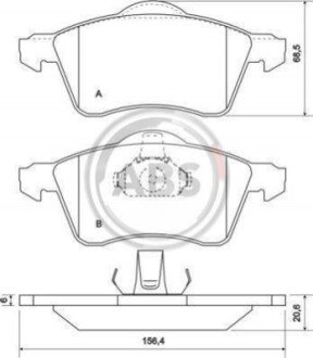 Колодка гальм. диск. VW TRANSPORTER (15" верст.) передн. (ABS) A.B.S. 36986