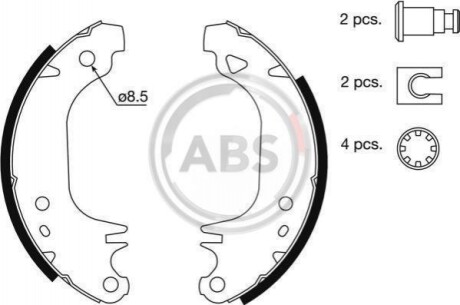 Колодка гальм. барабан. PEUGEOT/RENAULT 309/5/9/11 задн. (ABS) A.B.S. 8312