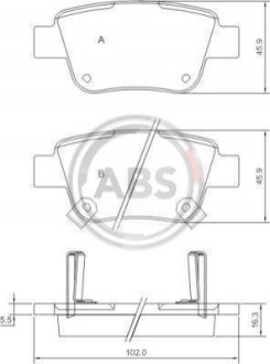 Колодка гальм. диск. TOYOTA AVENSIS (_T22_, T25) задн. (ABS) A.B.S. 37401 (фото 1)