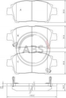 Колодка гальм. диск. TOYOTA PRIUS/YARIS(VERSO) передн. (ABS) A.B.S. 37134 (фото 1)