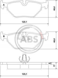 Колодка гальм. диск. Бмв 3 ser. E46/5 ser. E39 задн. (ABS) A.B.S. 36908 (фото 1)