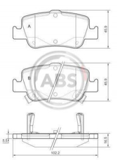 Колодка гальм. диск. TOYOTA AURIS, COROLLA задн. (ABS) A.B.S. 37616 (фото 1)