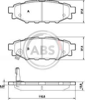 Колодка гальм. диск. SUBARU LEGACY/OUTBACK задн. (ABS) A.B.S. 37499 (фото 1)