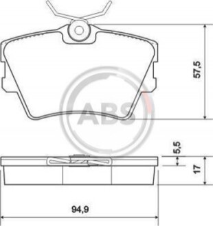 Колодка гальм. диск. VW TRANSPORTER 15" задн. (ABS) A.B.S. 36983